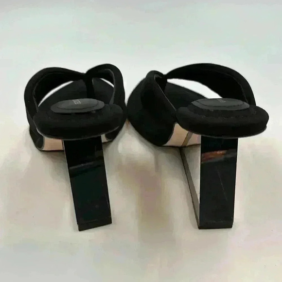 🆕 with box Good American neoprene black thong with clear wedge heels - Picture 4 of 12